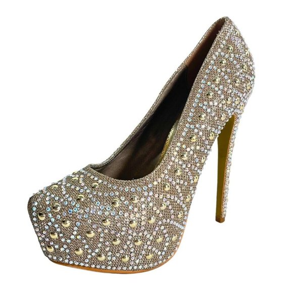 Silver Rhinestone Size 6.5 Thin High Heels Platform Stiletto Party Shoes Lasonia - Picture 9 of 15